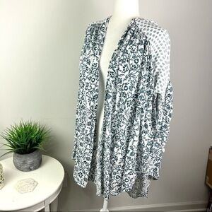 Amuse Society kimono cover up womens XS/S oversized blue white